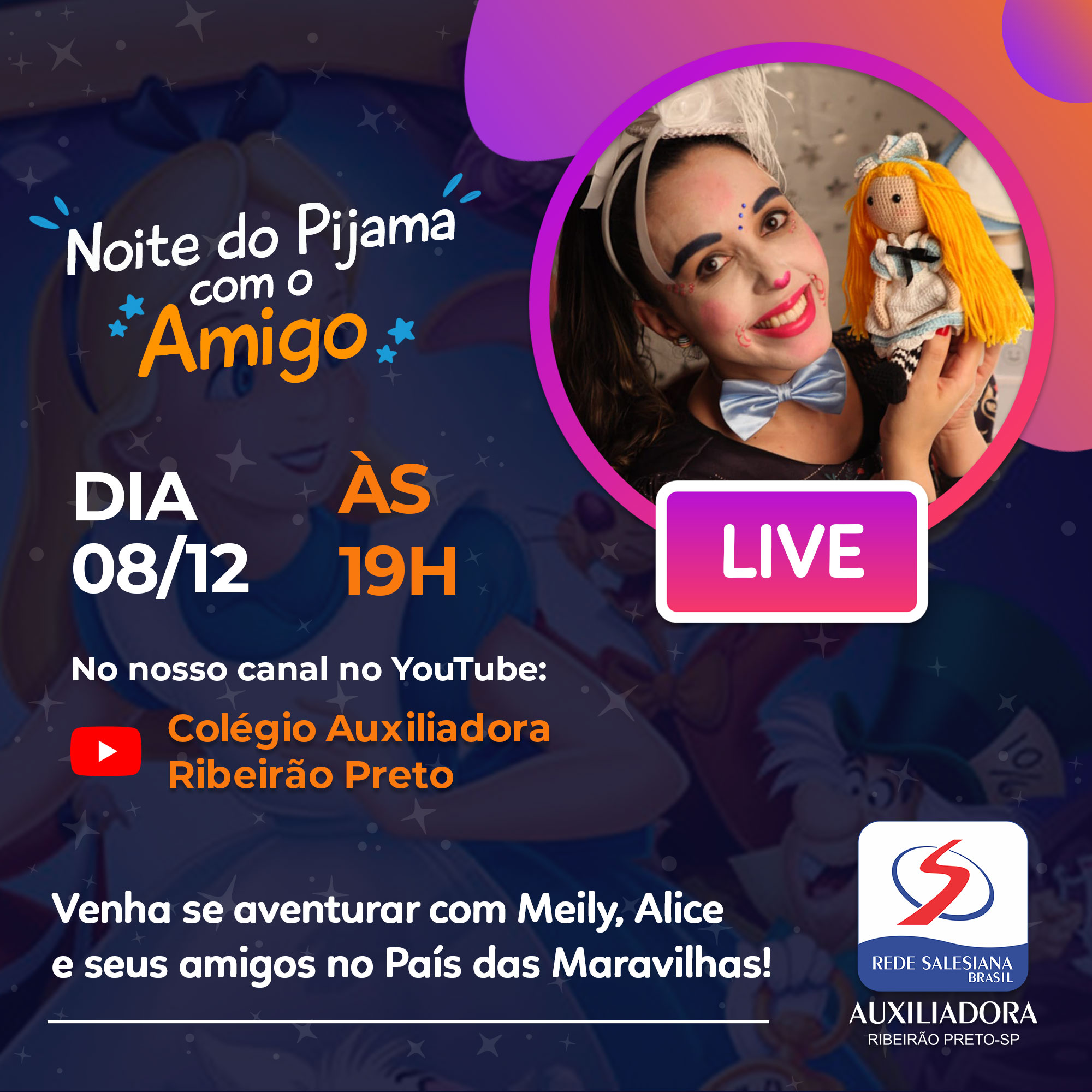 Noite do Pijama trará história da Alice no País das Maravilhas