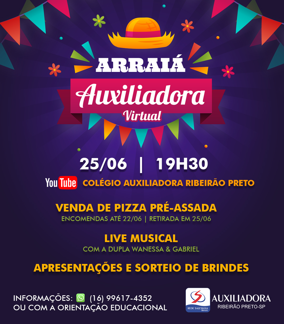 Vem aí: Arraiá Auxiliadora Virtual