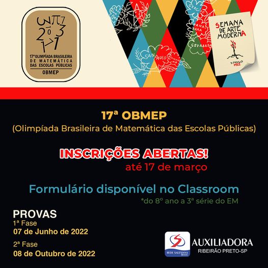 Inscrições abertas para a 17ª OBMEP